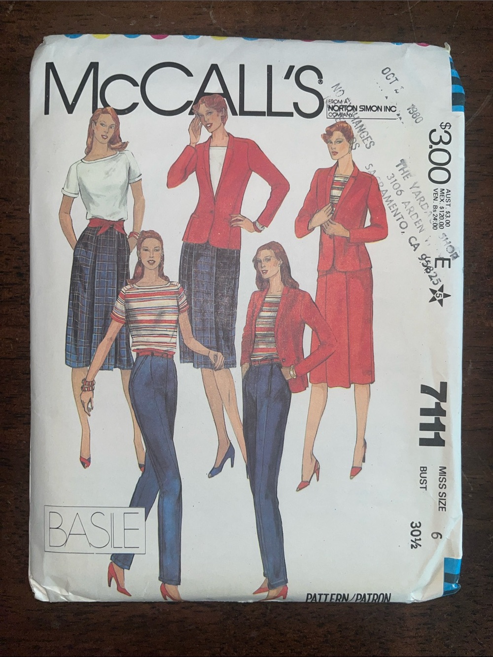 McCalls 7111 Vintage sewing pattern 80s wardrobe Uncut Factory Folded